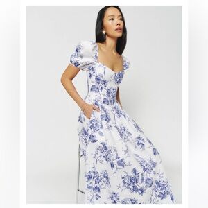 Reformation Blue and White Floral Midi Dress